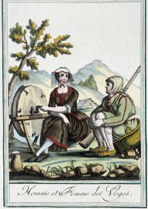 Mies ja nainen Vogeesista - J. Grasset St Sauveurin "" Encyclopedia of travels" -julkaisussa, Deron, Pariisi tekijältä L.F. Labrousse