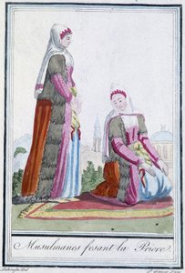 Muslimit rukouksessa - J. Grasset St Sauveurin "" Encyclopédie des voyages -kirjassa, toim. Deroy, Pariisi tekijältä L.F. Labrousse
