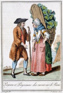 Talonpoika ja Pariisin talonpoika - J. Grasset St Sauveurin "" Encyclopedia of Travels" -julkaisussa, Deron, Paris tekijältä L.F. Labrousse