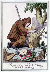 Korsikan saaren talonpoika väijytyksessä - J. Grasset St Sauveurin "" Encyclopedia of Travels" -julkaisussa, Deron, Pariisi