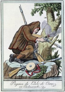 Korsikan saaren talonpoika väijytyksessä - J. Grasset St Sauveurin "" Encyclopedia of Travels" -julkaisussa, Deron, Pariisi