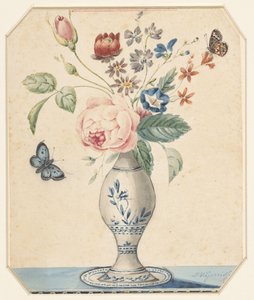 Gerro amb flors i un acabat de papallona blava tekijältä L.W. Garrison