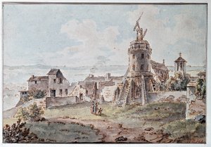 Goblainin Chappe-lennätin tornin huipulla, 1700-luvun loppu tekijältä L. Goblain