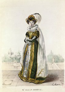 Marie Dorval (1798-1849) Victor Hugon (1802-85) elokuvassa "Marion Delorme" Theater de la Porte Saint-Martinissa, kaiverrus F. Noel tekijältä L. Marin