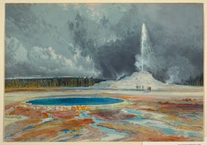 Tuloste, Castle Geyser, Ylempi Geyser-allas, Yellowstonen kansallispuisto tekijältä L. Prang and Company