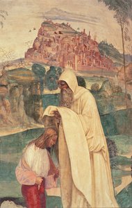 Pyhän Benedictuksen elämä, kohtaus 4: Monk Romanus pukee Benedictin