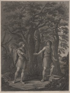 Kuvitus teoksesta "Palamon ja Arcite", Francesco Bartolozzi 1797 (pistekaiverrus). tekijältä Lady Diana (after) Beauclerk