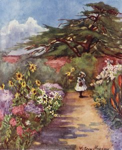 Old English Garden, Brockwell Park (väri litho)