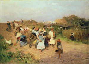 Hakkuukoneet matkalla kotiin, 1881 tekijältä Lajos Deak Ebner