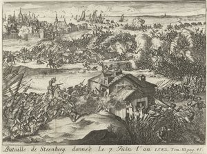 Steenbergin taistelu, annettu 7. kesäkuuta 1583 (otsikko esineessä) tekijältä Lamberecht Causé
