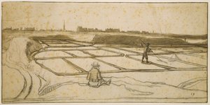 Suolakaivostoiminta Le Croisicissa, 1645 (liitu, kynä ja sivellin paperille) tekijältä Lambert Doomer