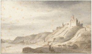 Rheinfelsin linna lähellä St. Goaria Reinillä tekijältä Lambert Doomer