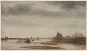 Näkymä Orléansiin Loire-joelta, n. 1670. tekijältä Lambert Doomer