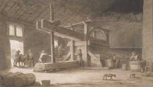 Monsieur Dittyn viinipuristin, Nantesin ulkopuolella, n. 1670 (kynä ja muste pesulla paperille)