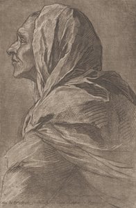 Naisen pää, n. 1758. tekijältä Lambert Sigisbert Adam