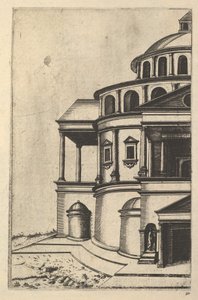 Osittainen näkymä rakennuksesta [Profeetta Jesajan temppeli] sarjasta Ruinarum variarum f..., 1554.