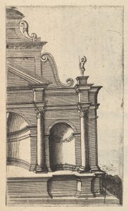 Osittainen näkymä monumentille [Templum of Mercury] sarjasta Ruinarum variarum fabricaru..., 1554.