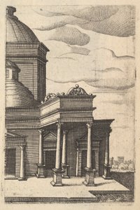 Osittainen näkymä rakennuksesta [Venuksen temppeli] sarjasta Ruinarum variarum fabricarum..., 1554.