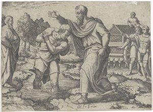 Filippuksen Etiopian eunukin kaste Kohtauksia Apostolien teosta (sarjan nimi) tekijältä Lambertus Suavius (attributed to)