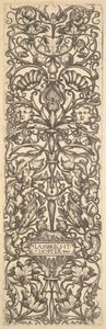 Kynttelikkö, jossa putti vuohien päällä keskellä, n. 1525-50. tekijältä Lambrecht Hopfer