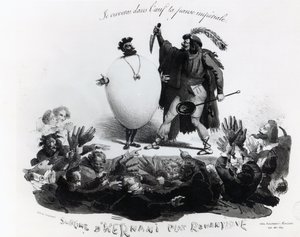 Victor Hugon (1802-85) n. 1830 "Hernani Sublime, a Romantic Dish", karikatyyri Hernanista (katso myös 239200)