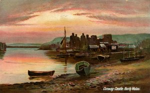 Conway Castle, Caernarvonshire, Pohjois-Wales, 1800-luvun loppu tai 1900-luvun alku. tekijältä Langsdorff and Co
