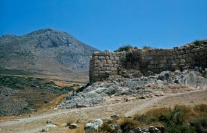 Akropolin muurit: muinaisen Mykeneen kaupungin paikka Peloponnesoksessa (1500-1100 eKr.) Kreikka