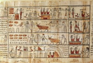 Maatalouskohtaukset, yksityiskohta Tsekhonien kuolleiden kirjasta (papyrus)