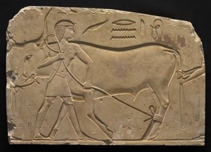 Miehet, jotka turvautuvat härään, 667-647 eaa tekijältä Late Period Egyptian