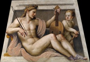 Apollo amor Gambaran kanssa, Lactantius (n. 1530-1574). Fresko, koko: 155,5x109,, Tosio Martinengon taidegalleria, Brescia