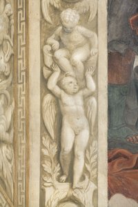 Putti, koristeet ikkunoiden ympärillä (fresko)