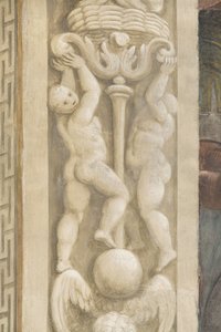 Putti, koristeet ikkunoiden ympärillä (fresko)