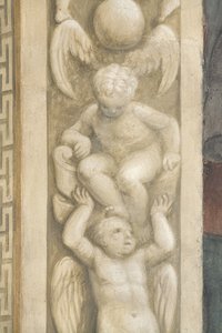 Putti, koristeet ikkunoiden ympärillä (fresko)