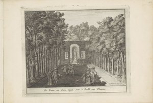 Avenue ja Ceresin patsas Het Loon palatsin puutarhassa Laan na Ceres, vastapäätä Phaunuksen patsasta (otsikko esineessä) Dutch Field Splendor, Of ​​