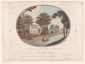 Näkymä Ranstonista Dorsetshiressä Ranston Dorsethshiren La Seigneurie de Jh Ryves Ecuyerissa. (otsikko esineessä) Jardins Anglais (sarjan nimi esineellä) English Gardens (sarjan nimi)