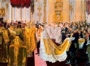 Tsaari Nikolai II:n ja Hessen-Darmstadtin prinsessa Alixin häät 26. marraskuuta 1894.