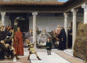 Clotilden ja Clovisin lasten koulutus - Peinture de sir Lawrence Alma-Tadema tekijältä Lawrence Alma Tadema