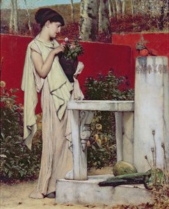 Nainen kukkamaljakon kanssa tekijältä Lawrence Alma Tadema