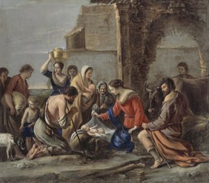 Le Nain - Paimenten palvonta, 1644 tekijältä Le Nain Brothers