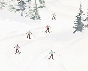 Hiihtäminen Tremblantissa, noin 2023 (sekatekniikka) tekijältä Leah Straatsma