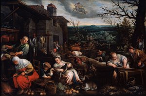 Marraskuu sarjasta The Seasons, 1500-luvun loppu tai 1600-luvun alku tekijältä Leandro Bassano