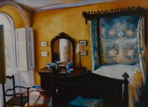 Gold Room 2002 (öljy paneelille) Keltainen makuuhuone tekijältä Lee Campbell