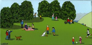 Picnic on the Hill, 2015 (akryyli ja muste kankaalle)