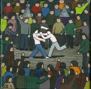 Taistelu, 2015 (akryyli ja muste kankaalle)