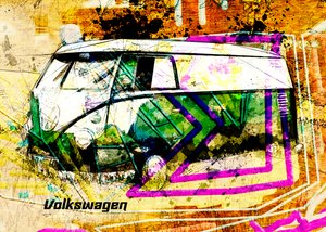 Värikäs grunge-bussi tekijältä Lembayung senja studio [Vintage Poster]