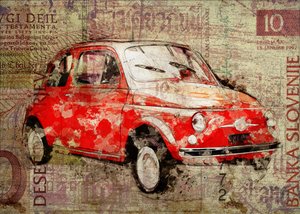Punainen vintage-Fiat 500