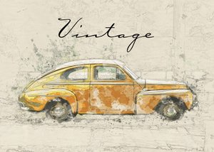 Vintage-auton luonnos tekijältä Lembayung senja studio [Vintage Poster]