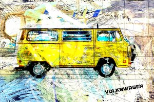 Yellow Surf Van tekijältä Lembayung senja studio [Vintage Poster]