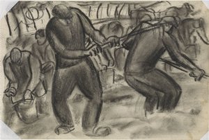 Perunannostokoneet pellolla Ilman otsikkoa tekijältä Leo Gestel
