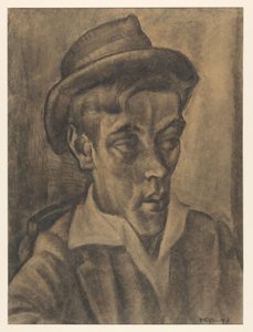 Miehen rintakuva hatulla tekijältä Leo Gestel